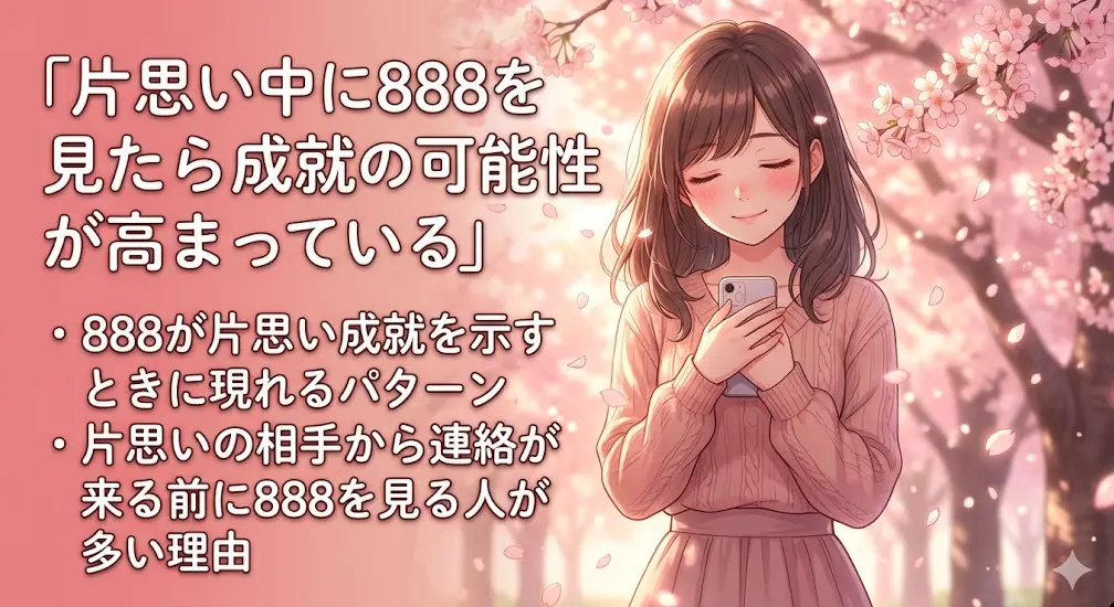 片思い中に888を見たら成就の可能性が高まっている