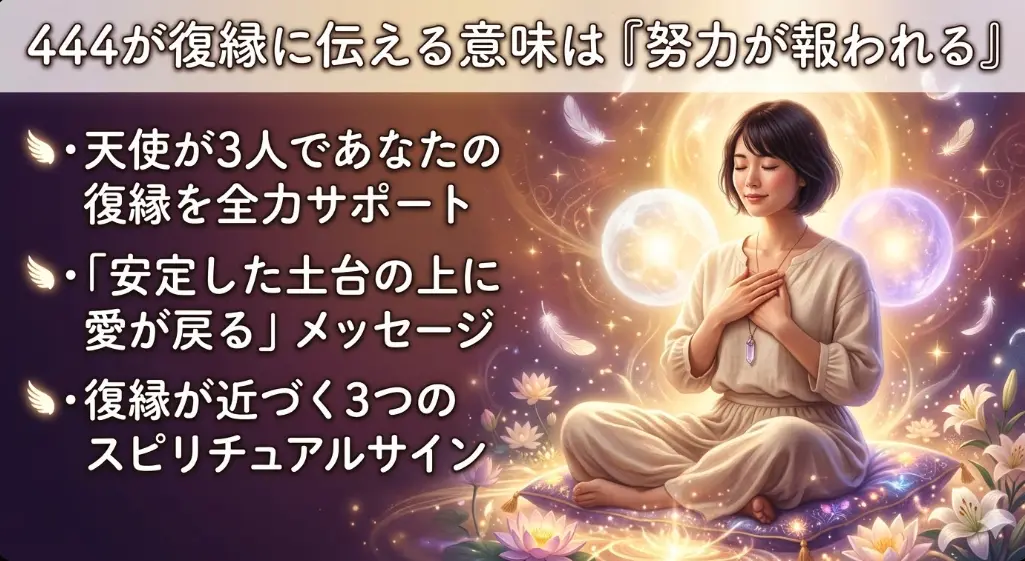 エンジェルナンバー444が復縁に伝える意味は「あなたの努力が報われる」