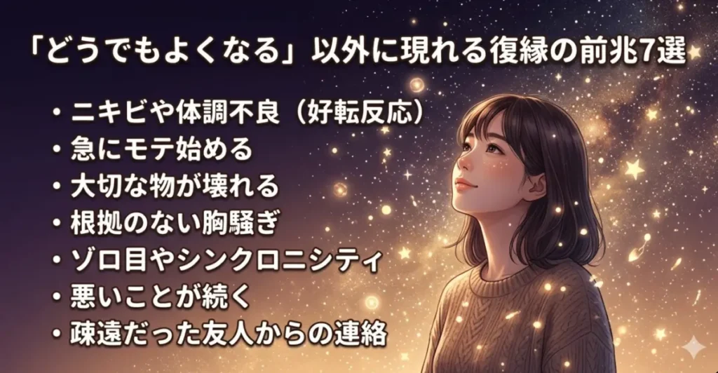 「どうでもよくなる」以外に現れる復縁の前兆7選