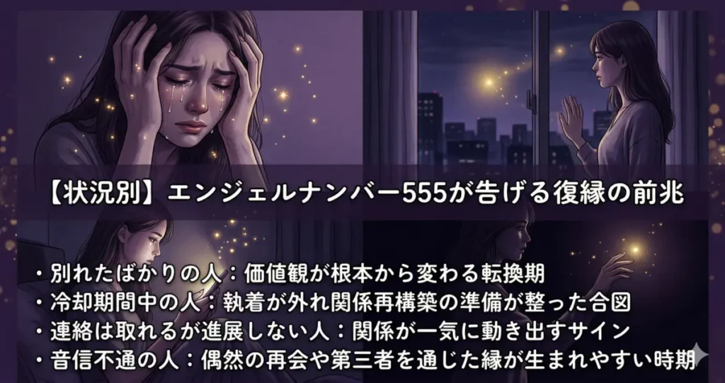 【状況別】エンジェルナンバー555が告げる復縁の前兆