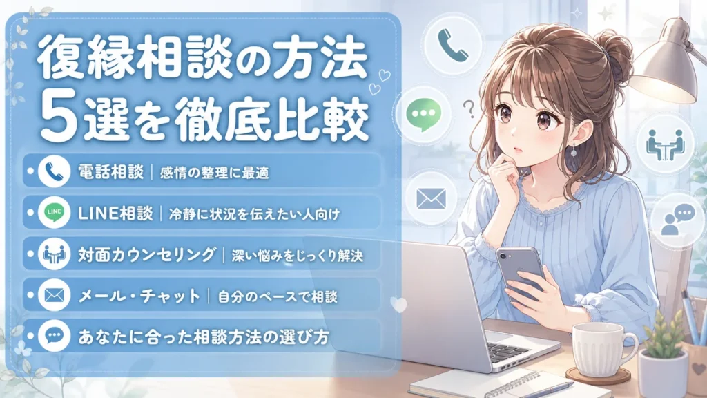 復縁相談の方法5選｜電話・LINE・対面・メール・チャットを徹底比較