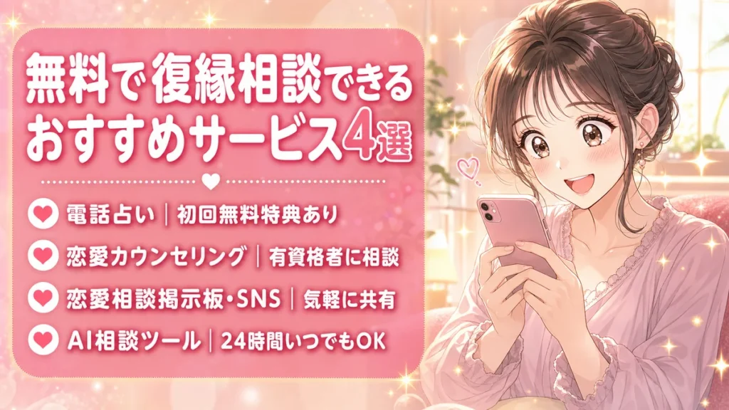 無料で復縁相談できるおすすめサービス4選