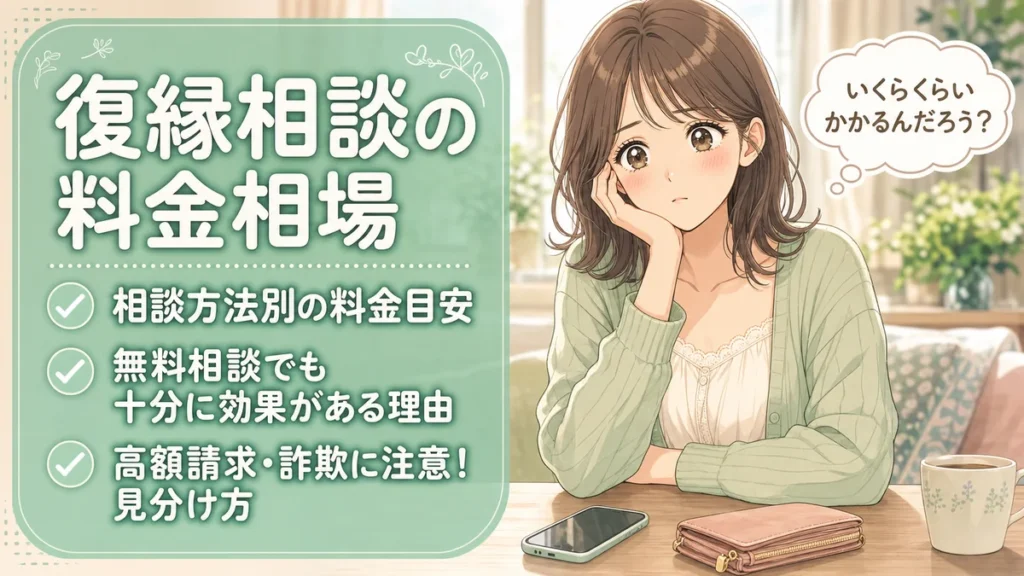 復縁相談の料金相場｜無料と有料の違いを解説