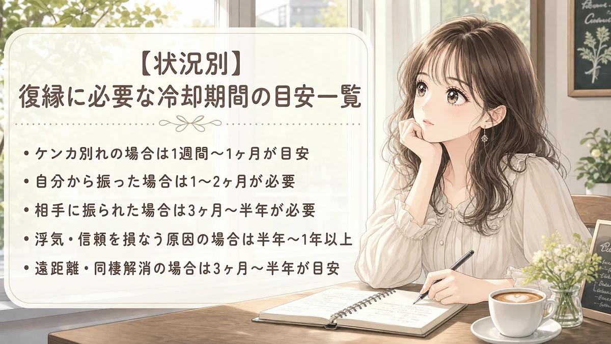 【状況別】復縁に必要な冷却期間の目安一覧