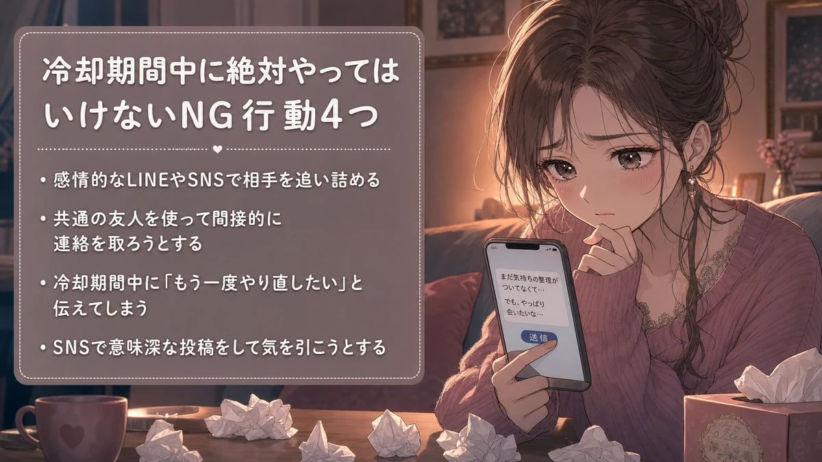 冷却期間中に絶対やってはいけないNG行動4つ