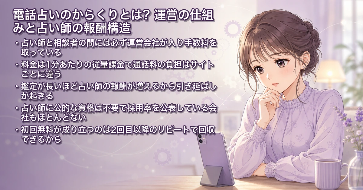 電話占いのからくりとは？運営の仕組みと占い師の報酬構造